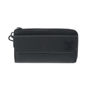 Louis Vuitton Zippy Wallet Black Grained Leather Long